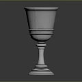 Elegant Silver Metal Goblet with Decorative Patterns and Classic Base Design for Home Use 3d model