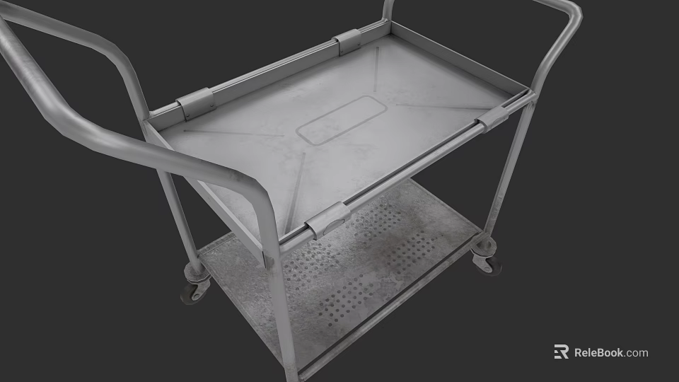 Medical Equipment Cart With Double Layer Metal Frame And Wheels For Hospital Use 3d model 