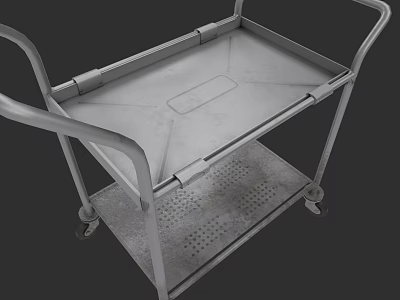 Medical Equipment Cart With Double Layer Metal Frame And Wheels For Hospital Use 3d model