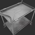Medical Equipment Cart With Double Layer Metal Frame And Wheels For Hospital Use