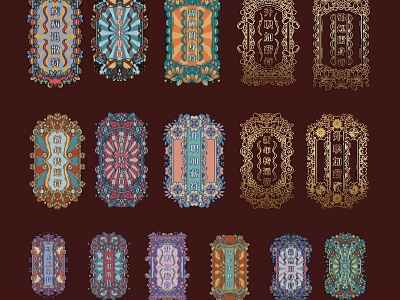 Colorful Decorative Wall Hangings With Various Shapes Intricate Patterns And Ornate Designs 3d model