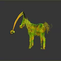 Transparent Unicorn Sculpture With Rainbow And Cloud Accents And Reflection On Dark Background