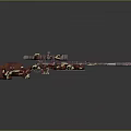 Tactical Sniper Rifle With Red And White Pattern Design And Scope Attachment 3d model