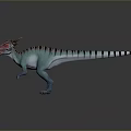 Colorful 3D Rendered Dinosaur Model With Spiked Back Striped Tail And Red Head