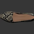 Elegant Snake Skin Pattern Flat Shoes With Natural Tone Upper And Light Brown Sole
