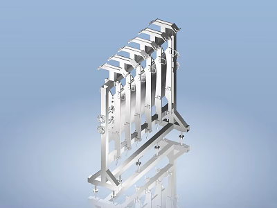 Modern Silver Metal Frame Structure With Reflective Surface And Industrial Design 3d model