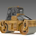 Yellow Heavy Double Drum Road Roller With Cabin Construction Vehicle 3d model