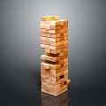 Intricate Tall Stacked Wooden Blocks Structure With Holes And Layered Design