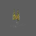 Creative Wall Decor Using Brown And Dark Green Bottles With Yellow String Lights 3d model