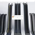 Modern Various Escalators Design With Metal Frame And Yellow Safety Lines