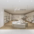Modern International Fashion Clothing Store Interior With Display Shelves And Clothing Accessories