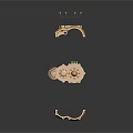 Golden Household Items Components With Assembled Parts And Design Details