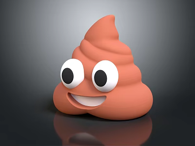 Cute Cartoon Poop Shaped Wall Decor With Big Eyes And Smiling Face 3d model