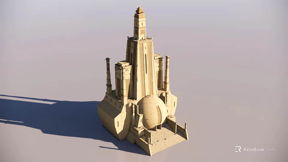 Ancient Historical Architectural Model With Tower Dome And Multi Level Detailed Structure Design 3d model 