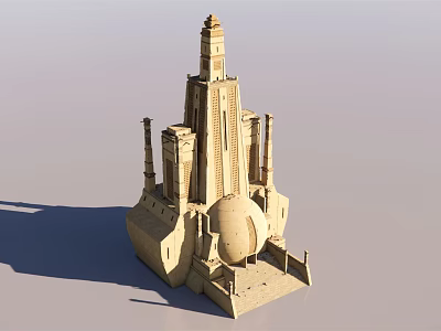 Ancient Historical Architectural Model With Tower Dome And Multi Level Detailed Structure Design 3d model