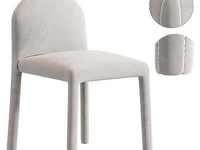 Light Gray Velvet Leisure Chair With Padded Seat Back And Stitched Design Details 3d model