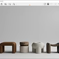 Modern sofa stool low stool combination 3d model