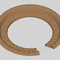 Light Brown Woven Circular Decorative Object With Diamond Texture And White Base 3d model