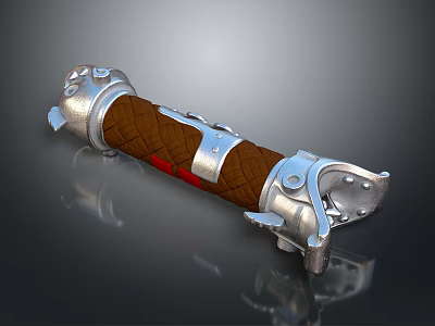 Medieval Warrior Combat Gauntlet With Metallic Armor And Brown Leather Straps Design 3d model