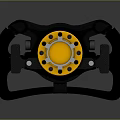 Sports Equipment Racing Steering Wheel with Yellow Center Black Frame Gray Grips and Ergonomic Design
