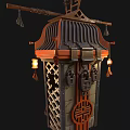 Traditional Chinese Lanterns Featuring Classic Roof Design Red Orange Accents And Decorative Tassels