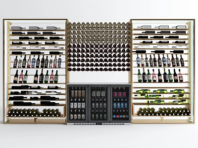 Modern Wine Cabinet With Multiple Bottle Storage Racks And Display Shelves 3d model