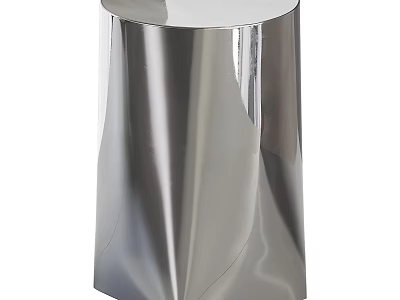 Modern Metal Stool With Smooth Reflective Surface And Folded Texture Design 3d model