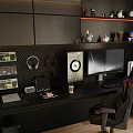 Modern e-sports room home digital product combination desktop computer tablet computer mouse keyboard headset toy hand-made blind box 3d model