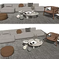 Modern sofa coffee table combination 3d model