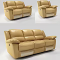 Stylish Beige Leather Sofa Set With Comfortable Armrests And Soft Cushioned Seats