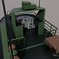 Green Workboat Featuring Deck Railing Antennas Superstructure And Hull 3d model