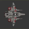 Futuristic Cosmic Spacecraft Design Featuring Metallic Body Red Propellers And Wing Structures
