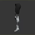 Game Movie Character Leg Armor With Black Leggings Silver Metallic Knee Guards And Boots