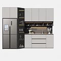 Modern Kitchen Wine Cabinet With Open Shelves And Glassware Storage