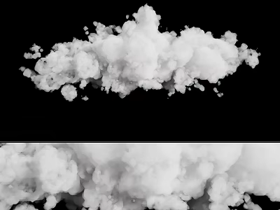 Fluffy White Smoke Cloud Formation On Black Background With Soft Texture 3d model
