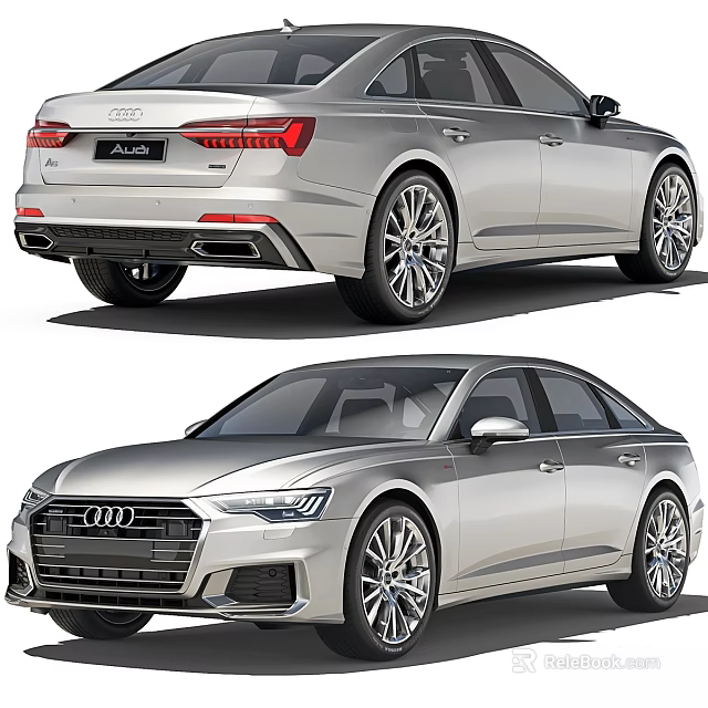 Audi Silver Sedan With Modern Exterior LED Headlights And Alloy Wheels Design 3d model 