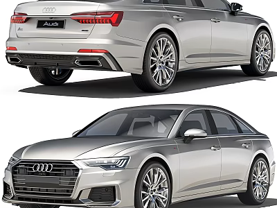 Audi Silver Sedan With Modern Exterior LED Headlights And Alloy Wheels Design 3d model