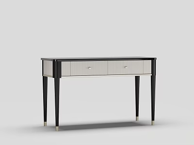 Modern Entryway Console Table Side Cabinet Design With White Drawers Black Frame And Metal Legs 3d model