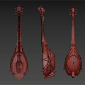 Three Unique Artistic String Instruments With Handmade Wooden Frames And Blue Panels