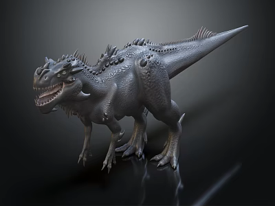 Detailed Fierce Dinosaur Model With Spiked Body And Sharp Teeth Design 3d model