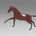 Low Poly Brown Wooden Horse Sculpture With Raised Front Leg Modern Design