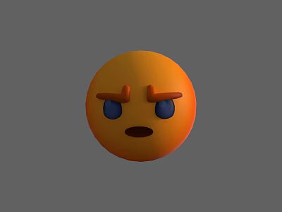 Orange Emoji Decoration Ornament with Blue Eyes Frowning Surprised Expression for Home Decor 3d model