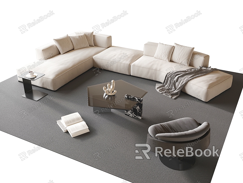 Modern Sofa Coffee Table Combination Coffee Table Leisure Chair Corner Sofa model