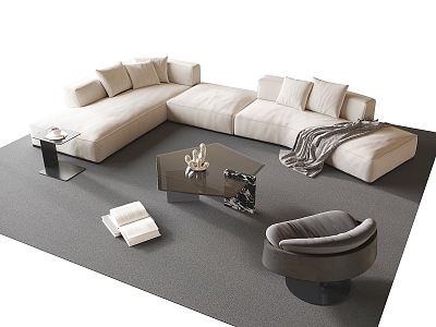 Modern Sofa Coffee Table Combination Coffee Table Leisure Chair Corner Sofa model