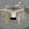 Mahjong Table Mahjong Table and Chair Combination Modern Mahjong Table Light Luxury Mahjong Table 3d model