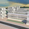 Modern Multi storey Residential Buildings Featuring Geometric Facade And Open Green Space