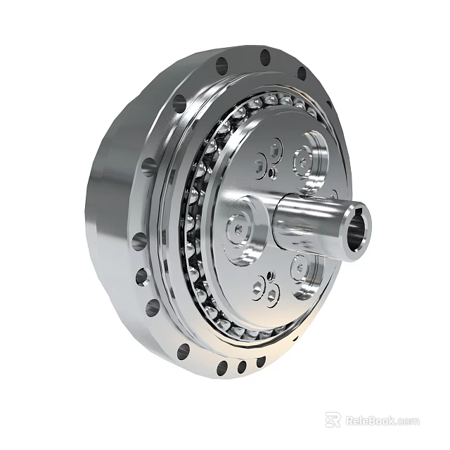 Detailed Industrial Precision Metallic Gear Mechanism With Cogwheels And Bearing Structure 3d model 