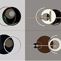 Modern Geometric Wall Decor Featuring Circular Metal Rings Colored Panels And Sphere Accents