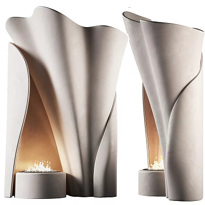 Modern Fireplace Design With Sculptural Curved Shape And Warm Glowing Flame 3d model