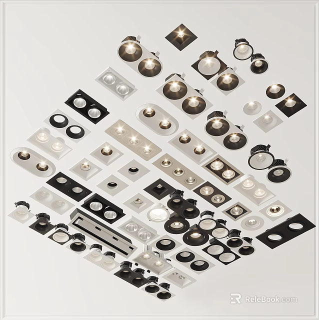 Various Modern Downlights And Spotlights For Home Ceiling Decoration Solutions 3d model